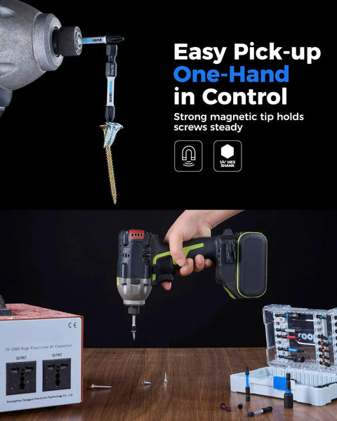 Complete 40 Piece Impact Driver Bit Set With S2 Steel Bits For Furniture Assembly And Auto Repair displaying magnetic tips.