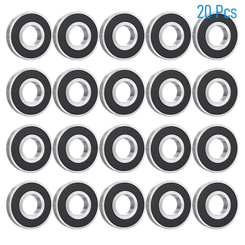 Pack of 20 Heavy Duty 688 2RS Deep Groove Ball Bearing 8x16x5mm with Double Black Rubber Sealed Chrome Steel