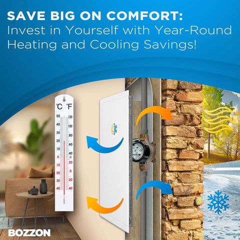 Access panel for drywall, insulated 6 x 9 in, white plastic wall door for plumbing; Bozzon logo.
