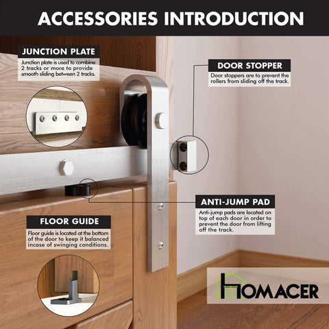 Mini Brushed Nickel Sliding Door Hardware Kit Non Bypass For Two Doors With 60 Inch Flat Track And Classic Roller Design accessories