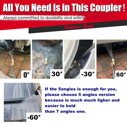 Amazon Meteor Blast pivoting pressure washer coupler with 5-angle settings, 1/4in quick connect, 5000 PSI