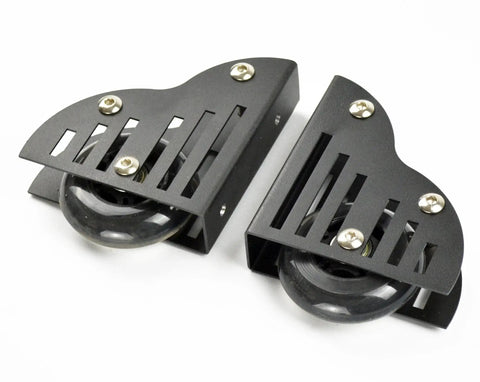 16Ft Rolling Ladder Hardware Sliding Rail Kit With Top Rollers And Braked Floor Wheels Full Metal Black Set visible