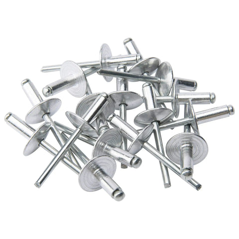 Heavy Duty Aluminum Blind Rivets Set for Metalworking and DIY Projects, 50 Pieces, 3 16 By 5 8 Inch Large Flange, Silver ISPINNER
