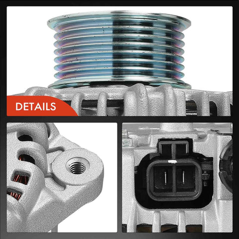 Close-up details of Alternator Replacement For Nissan Titan 2004 2006, Pathfinder Armada 2004 2006, Infiniti QX56 5.6L.