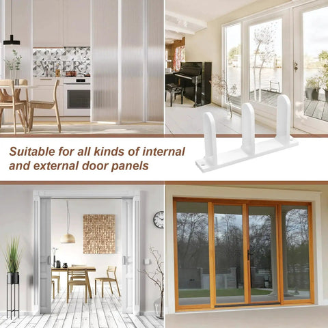 4-Piece Sliding Closet Door Floor Guides Set In White Acrylic, Practical Bottom Guides For 1-3/8 Inch Thick Doors, Includes 8 Screws And Expansion Plugs For Smooth Sliding In Cloakrooms, Bathrooms And Kitchens.