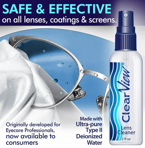 Lens Cleaner Kit With 4 Bottles And 4 Microfiber Cloths For Glasses And Screens, featuring lens cleaner spray and microfiber cloth