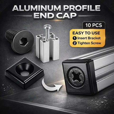 Heavy Duty 2020 Aluminum Extrusion Hardware Kit With 3 Way End Corner Brackets And L Shape Interior Corner Joints, end cap detail