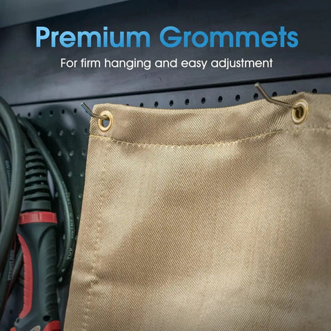 Heavy Duty Fiberglass Welding Blanket 2 Pack 4x6Ft Fireproof Insulation Mat One Third Inch Thick With Grommets close-up view