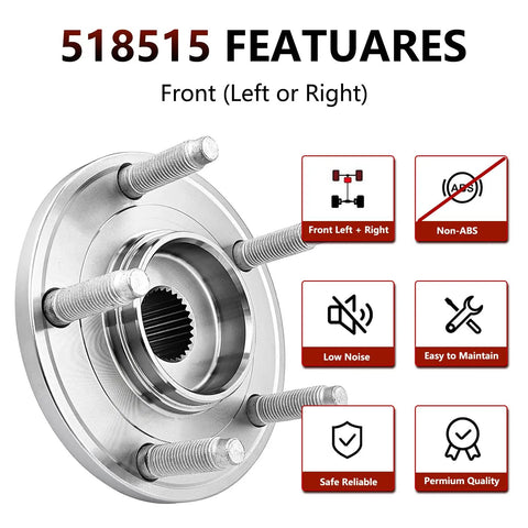 Front Wheel Bearing And Hub Assembly 518515 Pair For Ford Escape 2001 2012 Mazda Tribute 2001 2011 Mercury Mariner 2005 2011 Non ABS