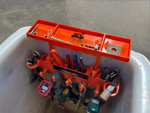 Glove Friendly Utility Rack Tray With Raised Center For Small Parts Heavy Duty Polymer Bucket Organizer For Lineman Buckets