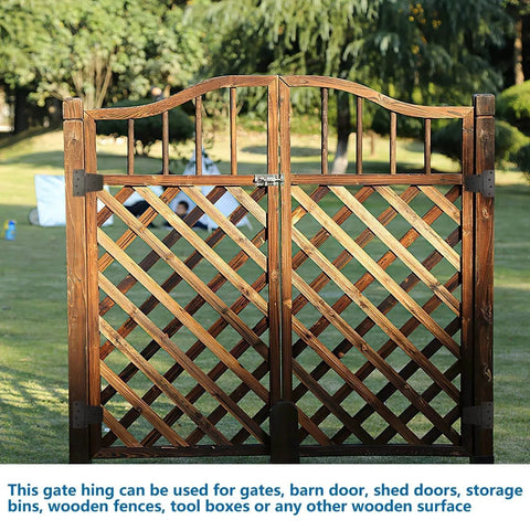Wooden fence with black iron gate hinges from Heavy Duty Gate Hinges For Wooden Fences Set Of 6 Black Iron Barn Door Hinges For Wood Shed And Swing Gates With 54 Screws Corrosion Resistant And Burr Free Edges Durable Q235 Iron Easy Installation Ideal For Outdoor Fences