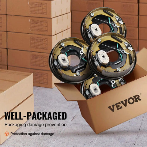 VEVOR electric trailer brake assembly kit, 10 in x 2-1/4 in, 4-hole mounting, includes 2 right and 2 left backing plates