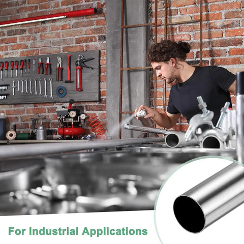 Person using Durable 304 Stainless Steel Tube 1 Pack 300mm Length 10mm OD 0.2mm Wall Seamless Metal Pipe in industrial setting