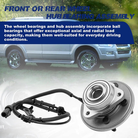 Front Wheel Hub Bearing Assembly With ABS For SUVs 2006 Through 2010 Built To Last Compatible With Explorer And Mountaineer