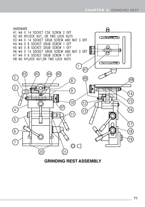 Grinding rest assembly diagram from 'Milling For Home Machinists A Project Based Course That Builds Your Milling Skills With 8 Hands On Projects'