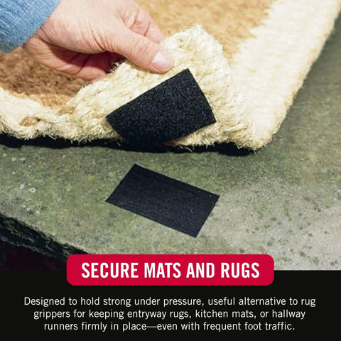 Industrial Strength Hook And Loop Strips With Adhesive 4x2 Inches Holds 10 Lbs securing rug on floor