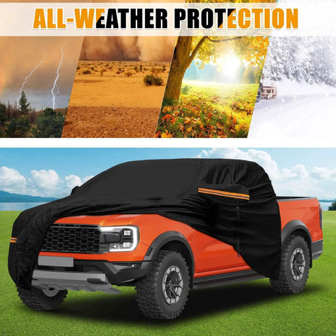Cab Roof Cover For Mid Size Truck Crew Cab Sunshade With Reflective Warnings installed on truck