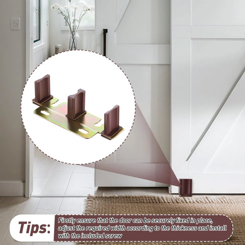 Sliding Closet Door Floor Guide 4 Pack for Universal Track System installed in a doorway providing stable floor support