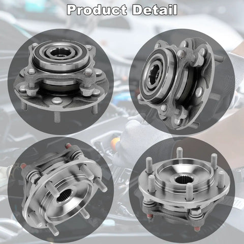 Beefy Front Wheel Hub And Bearing Assembly Pair For 4WD SUVs Fits 2003-2021 Toyota 4Runner, close-up of parts in engine