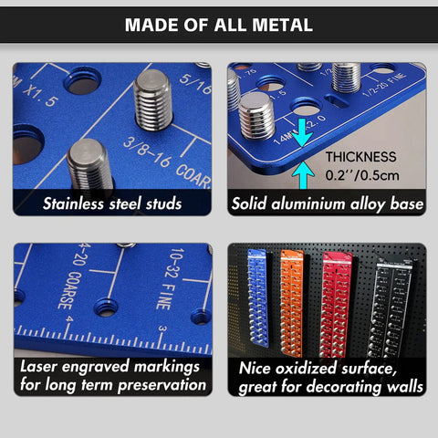 Close-up view of the Thread Size Checker For Nuts And Bolts Nut And Bolt Thread Gauge For Measuring Threads showing metal construction and markings.