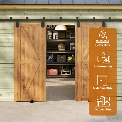 Outdoor Ready 12 Foot Exterior Sliding Barn Door Hardware Kit Box Rail Track For Outdoor Use Beefy Built To Last Heavy Duty