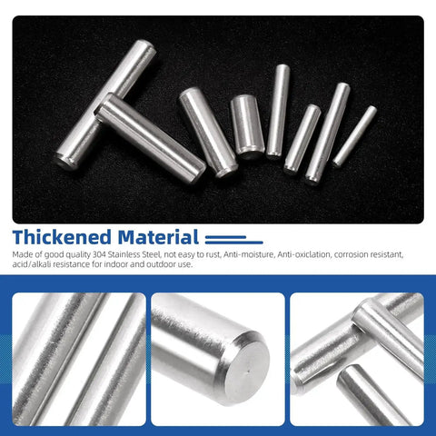 110 Piece Stainless Steel Dowel Pins Kit 2 To 5mm Assorted Diameters And 8 To 30mm Lengths for Cabinets and Woodworking