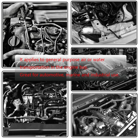 High Performance Silicone Vacuum Hose Kit With Six Sizes From 1/8 To 3/8 Inch 5 Feet Each Automotive Vacuum Tubing Set Includes Tube Cutter Black Durable Hoses For Air And Water installed in various engine bays