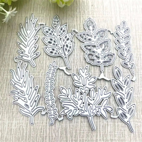 Eight Piece Leaf Metal Die Cuts Set for Scrapbooking and Card Making, Floral Leaf Cutting Dies Stencils for DIY Embossing Craft Projects