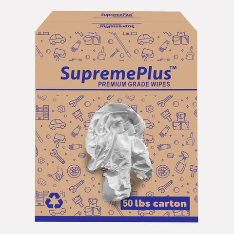 Recycled White Fleece Rags 50 Lb Box For Cleaning And Polishing Auto Home And Workshop Low Lint Mad Absorbent Wipes