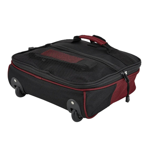 Expandable 32 Inch Rolling Travel Duffel Bag in Red by Travelers Club with inline blade wheel system and padded grip handle