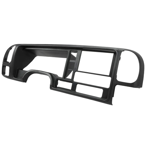 Front view of Double Din Dash Panel Bezel For 1995 1999 GMC Silverado Tahoe Suburban, plastic frame with double-DIN opening.