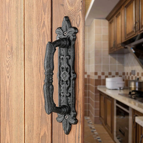 Heavy Duty 2 Pack 8.9 Inch Black Cast Iron Barn Door Handles For Garage Closet Cabinet Gates And Fences Rustic Vintage Hardware