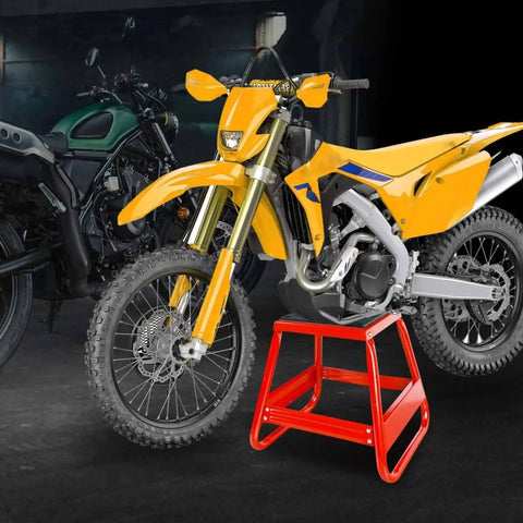 Universal Dirt Bike Stand Lift With 1000 Lb Capacity Removable Maintenance Jack for dirt bikes, red steel construction
