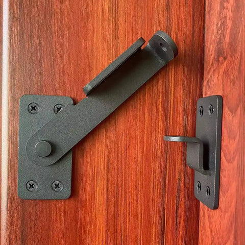 Heavy Duty 90 Degree Gate Latch With Padlock Hole for barn doors fences cabinets and windows, installed on wood surface