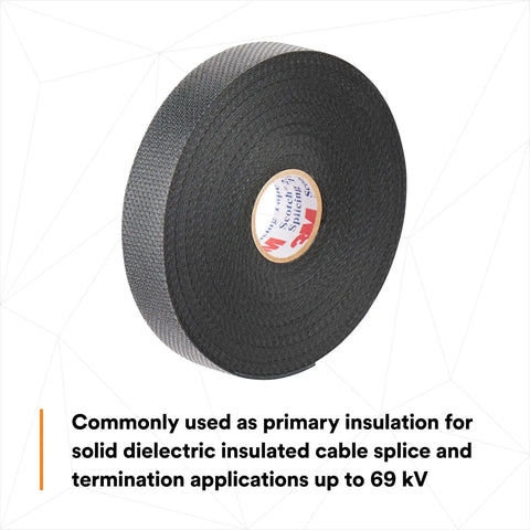Rubber Splicing Tape 23 Self-Fusing EPR Insulating Tape, 3/4 in x 30 ft, Black roll for cable splices and terminations