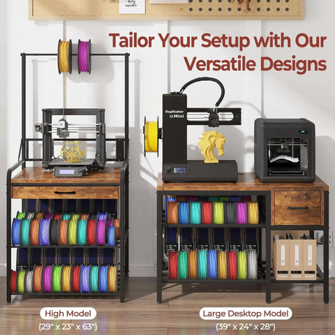All In One 3D Printer Workstation With Filament Storage, Metal Table, Drawer, And Power Hub for workshop or office setup