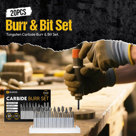 20 Piece Carbide Burr Set With One Eighth Inch Shank For Die Grinders Pro Grade Tungsten Bits Double Cut Compatible With Dremel Milwaukee DeWalt