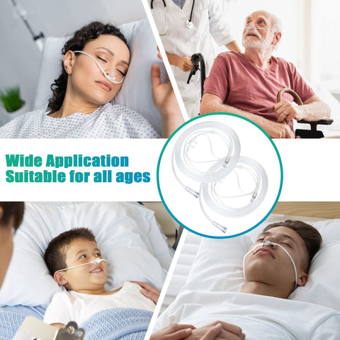 Anglechic 7ft adult oxygen nasal cannula, 10-pack with soft curved nosepiece and clear tubing