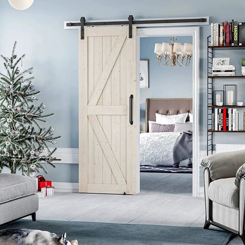12 Inch Barn Door Pull Handle Heavy Duty Sliding Door Pull For Gate Closet Garage Drawer Towel Bar Stairs Black Finish Durable Steel Construction For Interior And Exterior Use Anywhere installed on wooden door