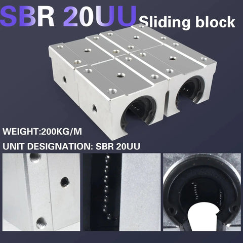Four Pack SBR20UU Aluminum Block 20mm Linear Motion Ball Bearing Slide Block For SBR20 20mm Linear Guide Rail Heavy Duty Box Slider