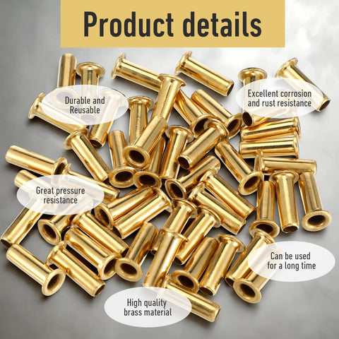 Brass compression fittings, 50 pcs, 1/4 in tube ID, 4 mm tube OD, gold finish