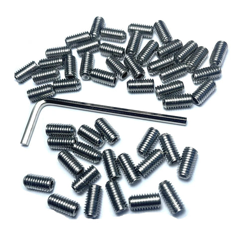 Heavy Duty 50 Piece 10-32 By 3/8 Inch Hex Socket Set Screws In 304 Stainless Steel With Allen Head Grub Screws, Includes 3/32 Inch Allen Wrench