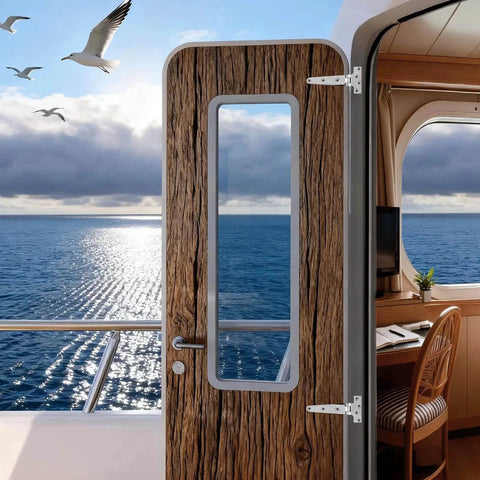 316 Stainless Steel T Hinges Marine Grade Heavy Duty With Screws 5.9 X 2.9 Inch installed on yacht door