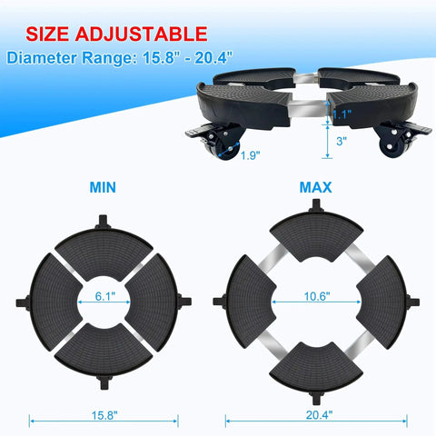 Heavy Duty Plant Caddy With Wheels 440 Lb Capacity Rolling Plant Stand 15-20 Inch Adjustable Indoor Outdoor Plant Dolly