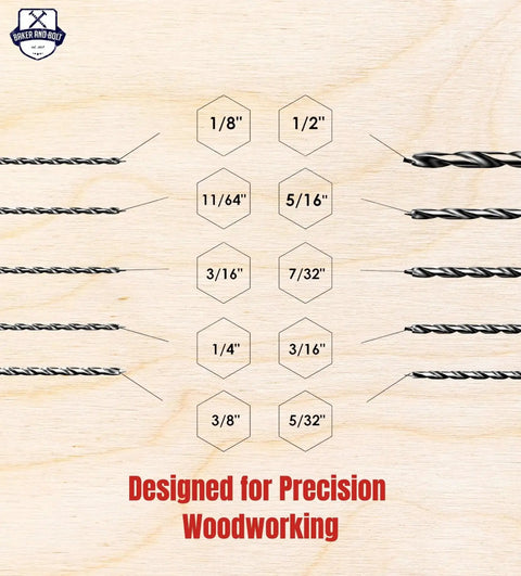 Extra Long 12 Inch Brad Point Drill Bit Set For Wood With Titanium Coated High Speed Steel Bits Pro Grade Pack Ten