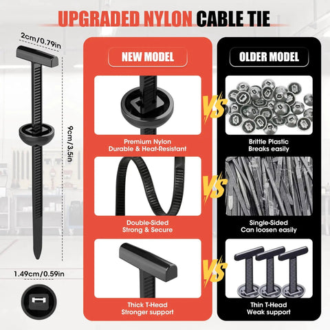 50Pcs Upgraded Nylon Cable Tie Buckle Universal Heavy Duty Self Locking Automotive Fasteners, new vs old models comparison