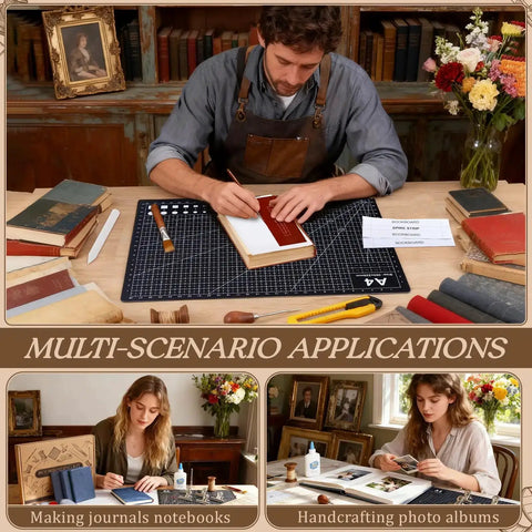 All In One 145Pcs Book Binding Kit For Beginners With A5 Paper And Tools shown in crafting scenarios