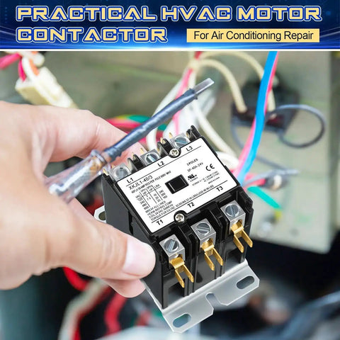 Beefy Three Pole 40 Amp HVAC Contactor With 24V Coil For Air Conditioners And Heat Pumps installation view