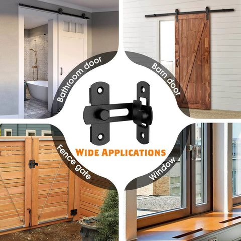 Two Pack 90 Degree Barn Door Lock Latches Matte Black Stainless Steel Security Flip Gate Latches for versatile use