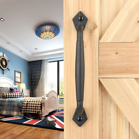 10 Inch Heavy Duty Barn Door Pull Handle Matte Black Solid Metal Sliding Door Hardware for DIY Barn Door Gate Shed or Garage